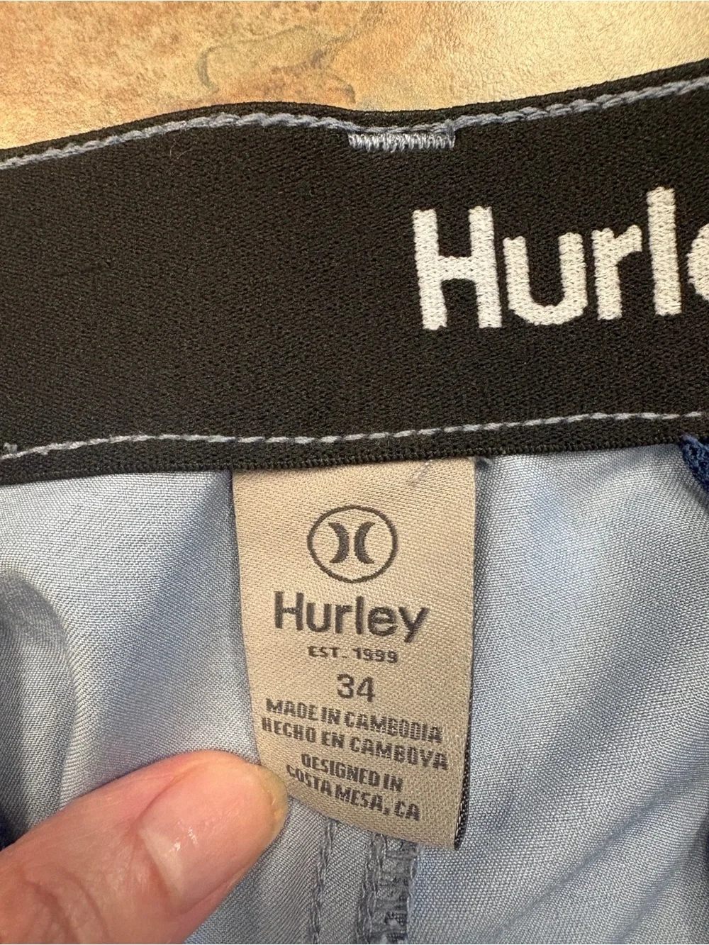 Hurley Men's Heather Sky Blue Flat-Front Shorts